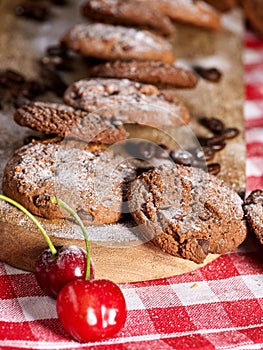 Oatmeal cookies snack and cherry cupcake breakfast