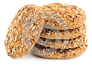 Oatmeal cookies with sunflower seeds isolated