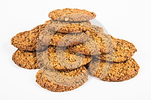 Oatmeal cookies on a white background isolation