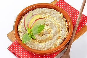 Oatmeal porridge with sliced apple