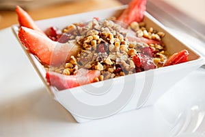 Oatmeal with Walnuts and Fresh Strawberries