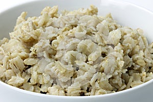 Oatmeal in a White Bowl Closeup