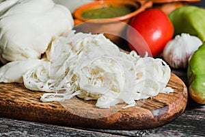 Oaxaca cheese called quesillo traditional from Oaxaca Mexico