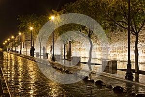 A street in Oaxaca City at night photo