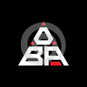 OBA triangle letter logo design with triangle shape. OBA triangle logo design monogram. OBA triangle vector logo template with red
