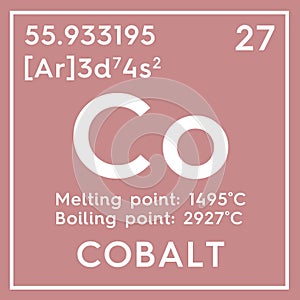 obalt. Transition metals. Chemical Element of Mendeleev\'s Periodic Table. 3D illustration