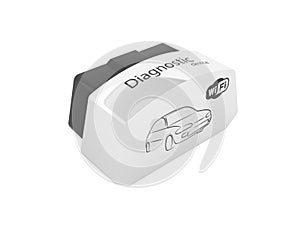 OBD2 wireless car scanner isolated on white background 3d illustration without shadow photo