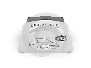 OBD2 wireless car scanner isolated on white background 3d illustration