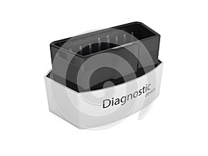 OBD2 wireless car scanner isolated on white background 3d illustration without shadow