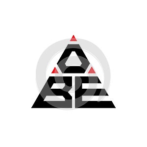 OBE triangle letter logo design with triangle shape. OBE triangle logo design monogram. OBE triangle vector logo template with red
