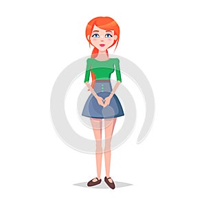 Obedient Woman with Docile Posture Isolated Vector