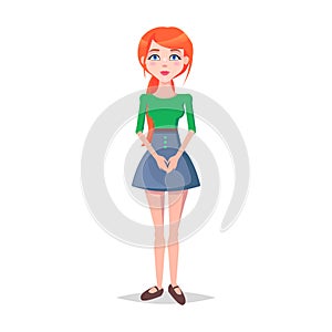 Obedient Woman with Docile Posture Isolated Vector photo