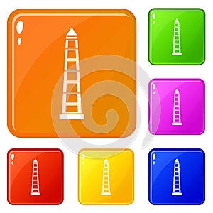 Obelisco of Buenos Aires icons set vector color