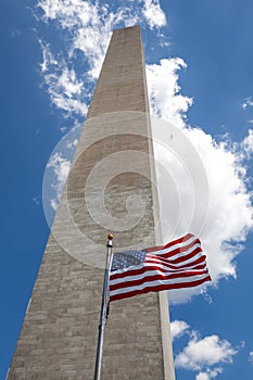 Obelisk with American Flag in National mall, Washington monument