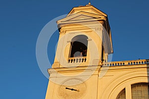 Obelisk and bell tower at famous landmark spanish steps rome italy