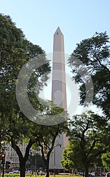 The Obelisk of Buenos Aires, a national historic monument and icon of Buenos Aires, the capital city of Argentina