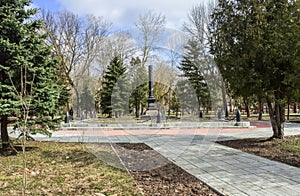 Obelisk on the grave of Vasilij Gracinskij, who was the first Soviet military Commissar of the city of Rzhev.