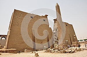 Obelisk and historical building in Cairo, Egypt