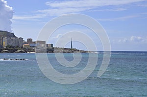 Obelisk Milenium Monument at Atlantic from A Coruna Town of Galicia region. Spain.