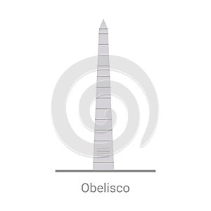 Obelisk monument. El Obelisco the most recognized landmark in the capital, Buenos Aires, Argentina. A national historic monument