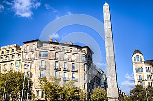 Obelisk on Passeig de Gracia, Barcelona
