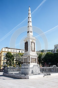 Obelisk At Plaza De La Merced, Malaga, Spain