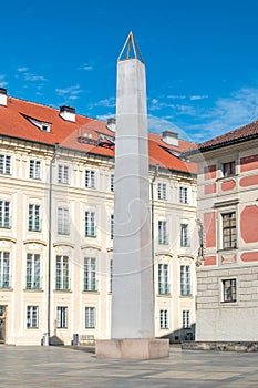 Obelisk at Prague Castle is a granite monolith and World War I memorial designed by Joze Plecnik. Obelisk at Prague, Czech