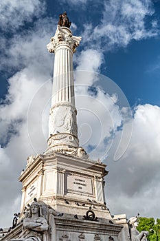 Obelisk in Rossio Square, Lisbon - Portugal