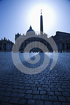 Obelisk in St Peters Square Backlit by the Sun