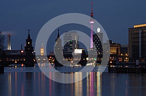 Oberbaumbridge in berlin at night
