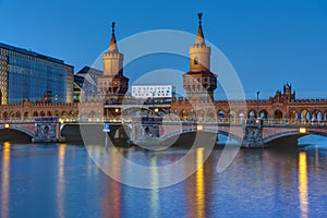 The Oberbaumbridge and the river Spree in Berlin