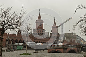 Oberbaumbrcke or Oberbaum Bridge over the Spree River in Berlin photo