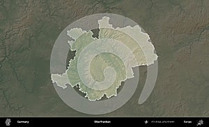 Oberfranken highlighted, Germany. Physical