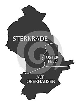 Oberhausen city map Germany DE labelled black illustration
