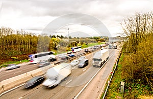 Oberhead view background of UK Motorway Road