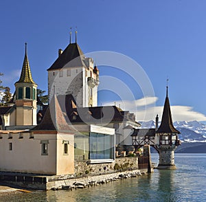 Oberhofen castle at the lake Thun, Switzerland.