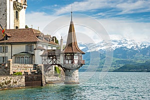 Oberhofen castle in the Thun lake in Switzerland