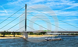 Oberkasseler Bridge across the Rhine in Dusseldorf, Germany