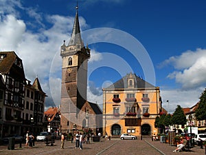 Obernai town center, Alsace, France