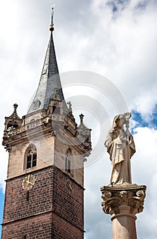 Obernai town center, Alsace wine route, France