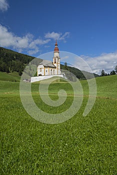 Obernberg am Brenner with austrian alps on background