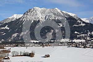 Oberstdorf mountains Alps with snow in winter photo