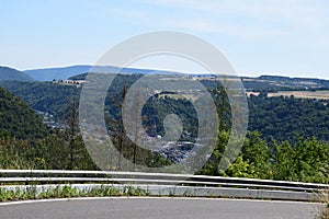 Oberwesel, Germany - 07 22 2020: HunsrÃ¼ck road with a view down to Mittelrheintal