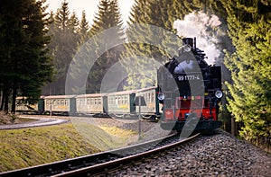 OBERWIESENTHAL, GERMANY - APRIL 02: Historical Train of Fichtel