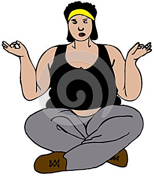 Obese Lady Doing Yoga