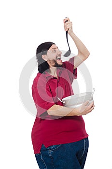 Obese man isolated on the white