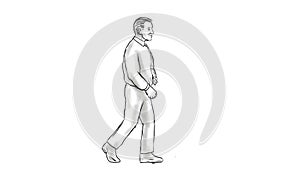 Obese man morphing into fit man walking 2D Animation