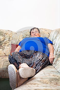 Obese retired woman photo