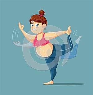 Woman Exercising Losing her Balance Vector Cartoon Illustration