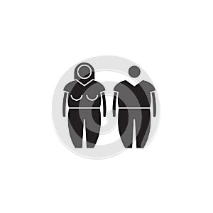 Obesity black vector concept icon. Obesity flat illustration, sign